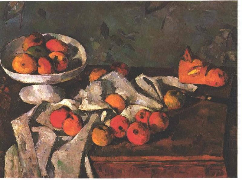 life with a fruit dish and apples, Paul Cezanne